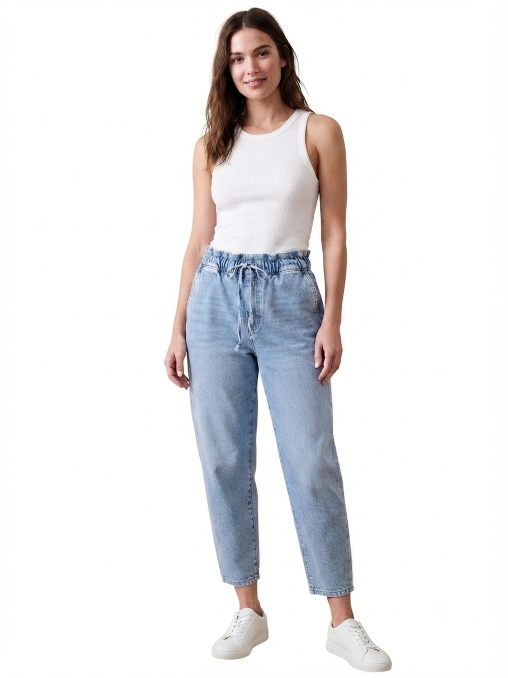 Banana Republic Light Wash Paperbag Waist Barrel Jeans